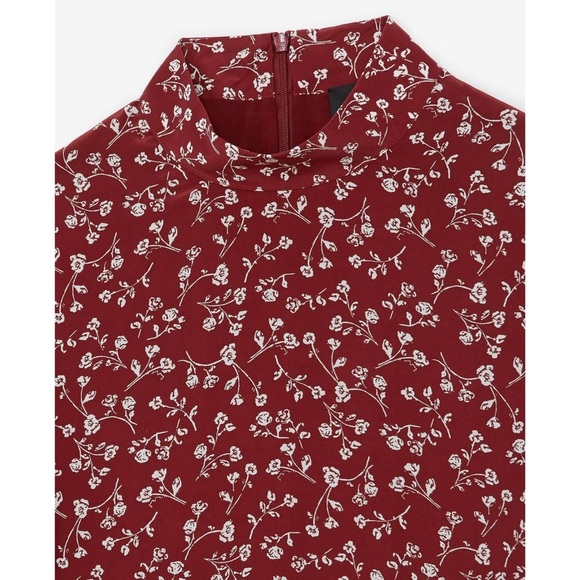 NWT THE KOOPLES Silk Floral Puff Short Sleeve Mockneck Ruffle Hem Mini Dress S - Picture 9 of 9